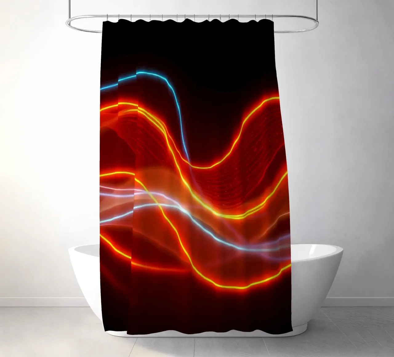 Hintergrund mit fließenden Lichtmustern, die eine dynamische Duschvorhang von DesignDoodle