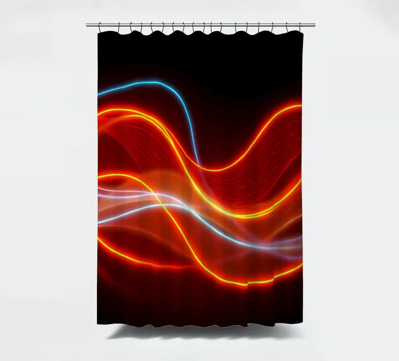 background with flowing light patterns creating a dynamic shower curtain by DesignDoodle