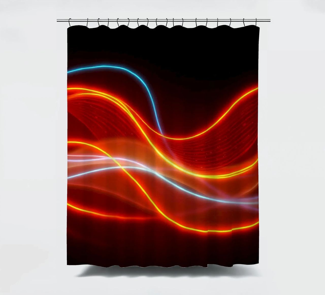 background with flowing light patterns creating a dynamic shower curtain by DesignDoodle
