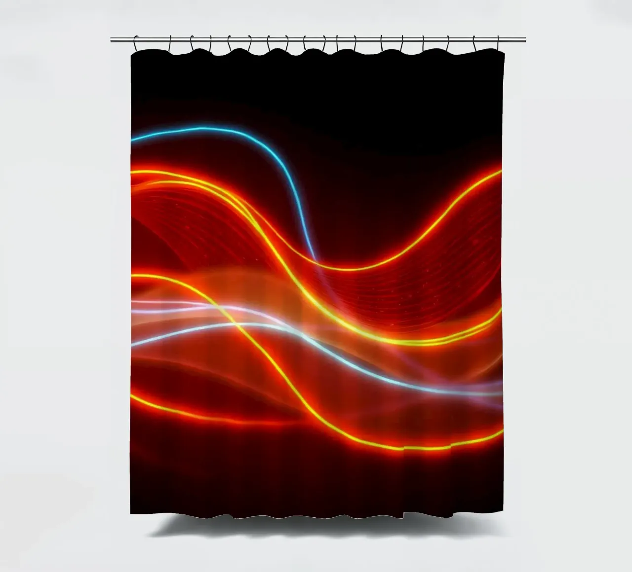 background with flowing light patterns creating a dynamic shower curtain by DesignDoodle