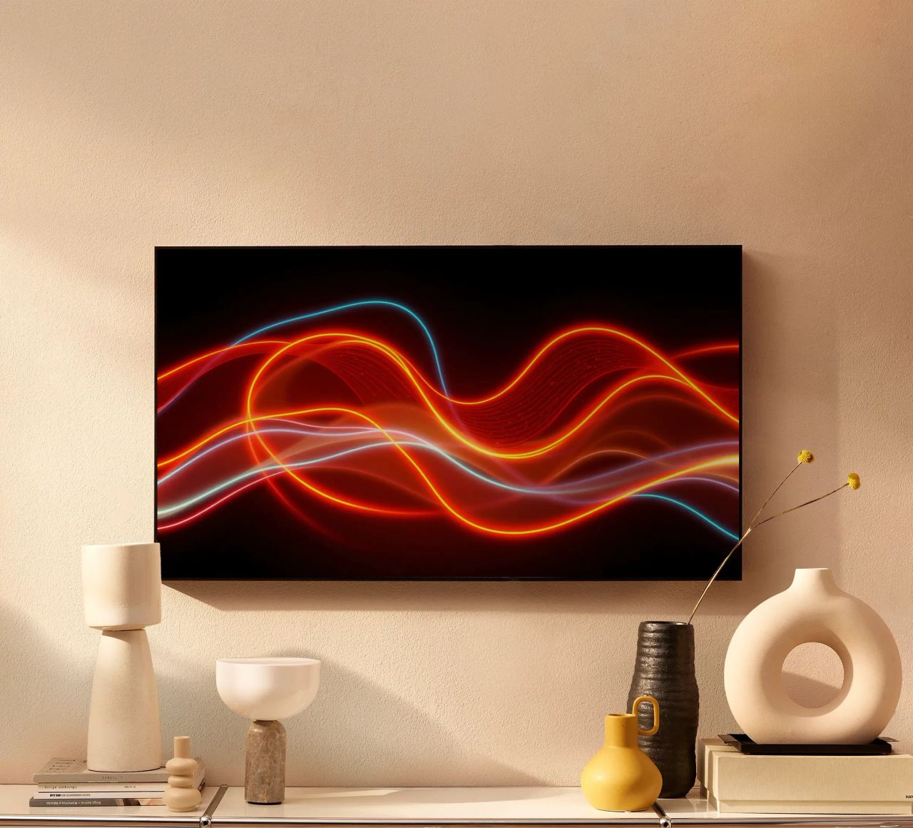 background with flowing light patterns creating a dynamic alu-dibond by DesignDoodle