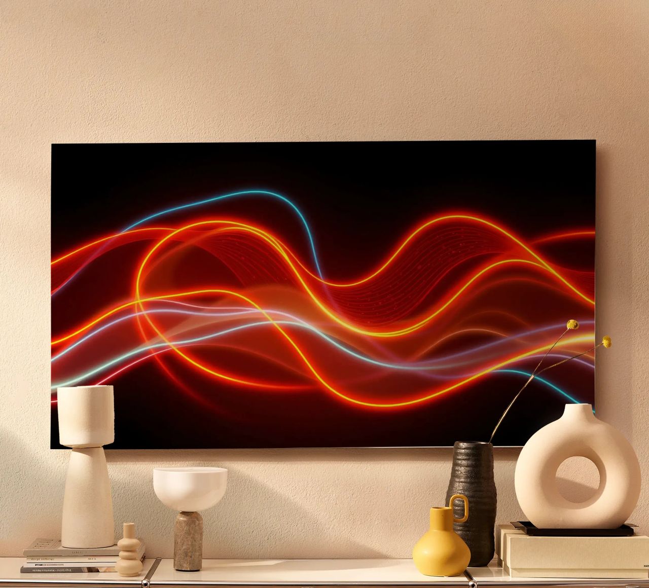 background with flowing light patterns creating a dynamic alu-dibond by DesignDoodle