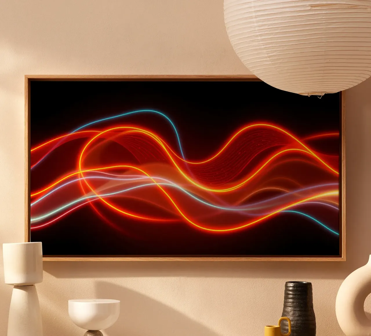 background with flowing light patterns creating a dynamic canvas by DesignDoodle