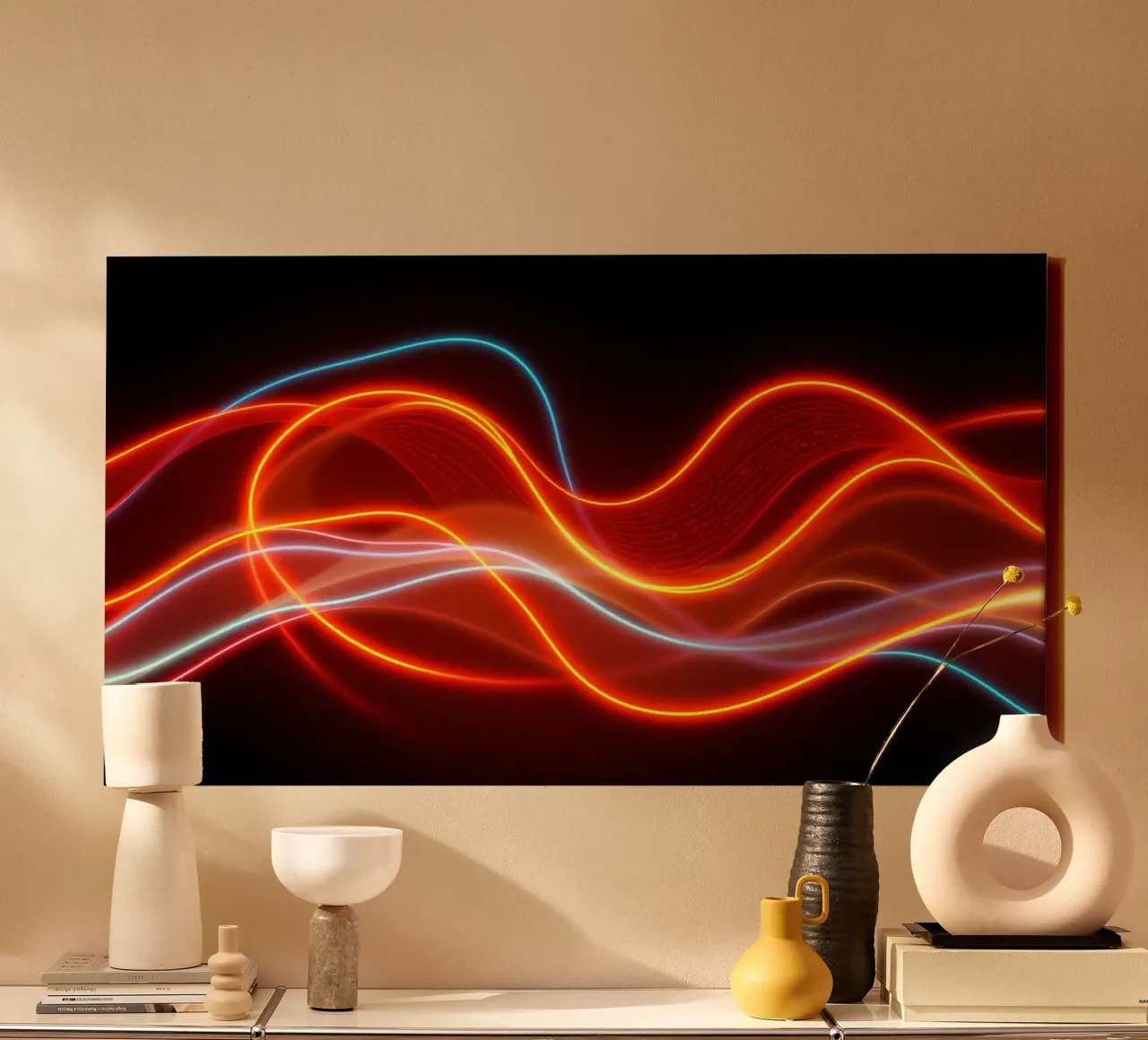 background with flowing light patterns creating a dynamic canvas by DesignDoodle