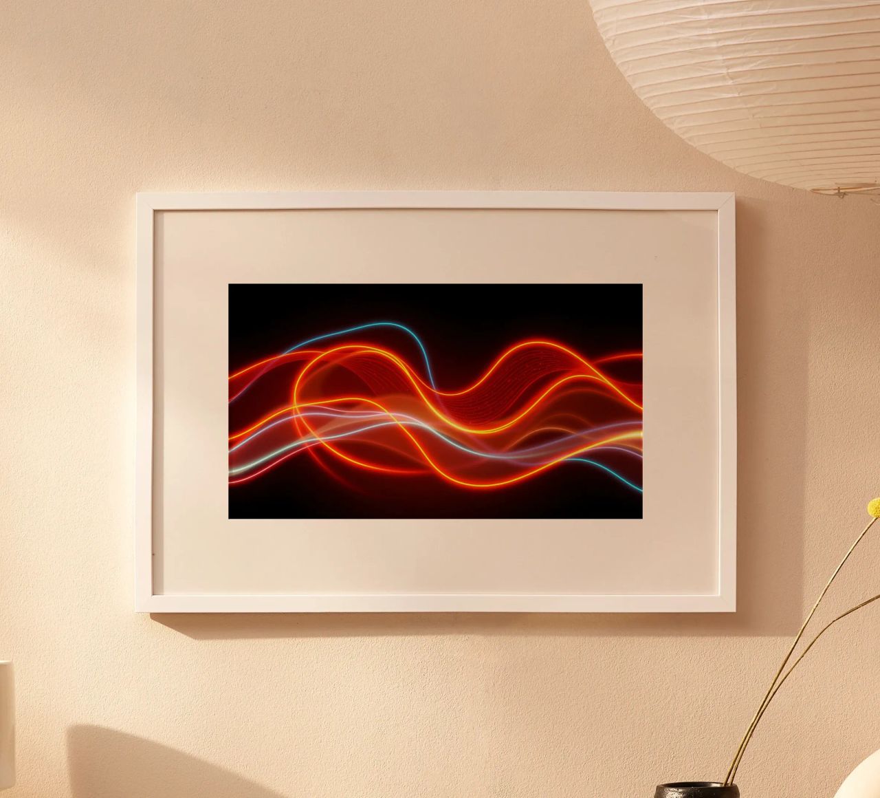 Hintergrund mit fließenden Lichtmustern, die eine dynamische Hahnemühle von DesignDoodle