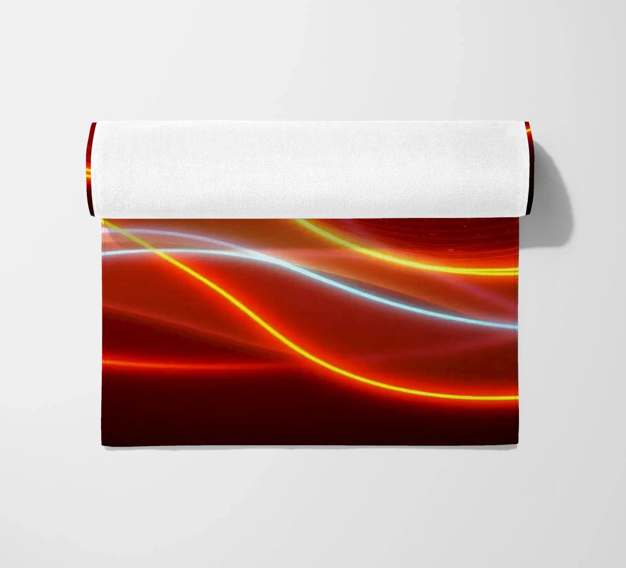 background with flowing light patterns creating a dynamic beach towel by DesignDoodle