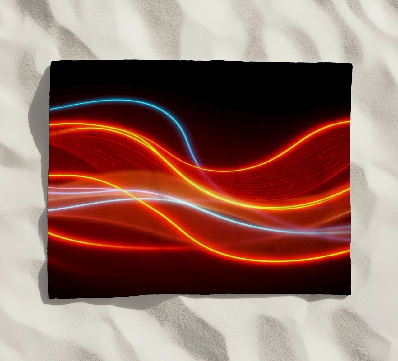 background with flowing light patterns creating a dynamic beach towel by DesignDoodle