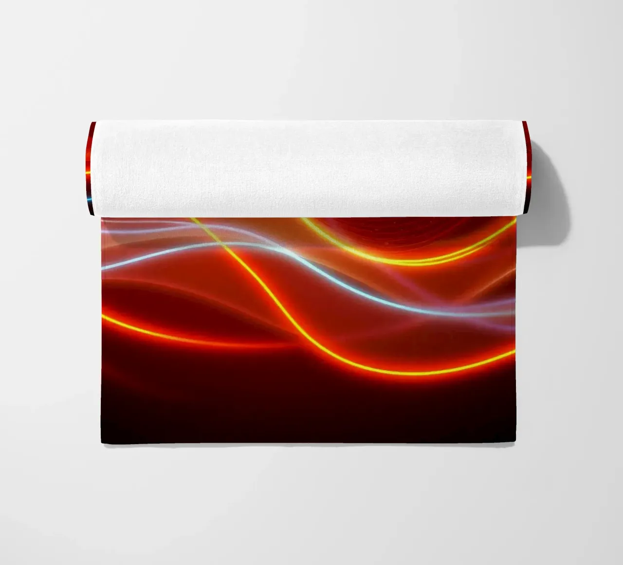 background with flowing light patterns creating a dynamic beach towel by DesignDoodle