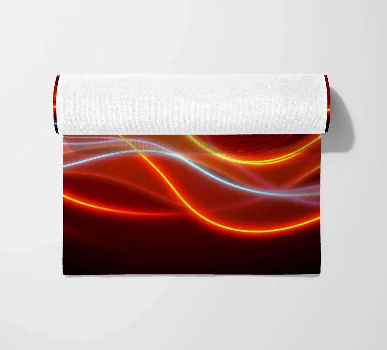 background with flowing light patterns creating a dynamic beach towel by DesignDoodle