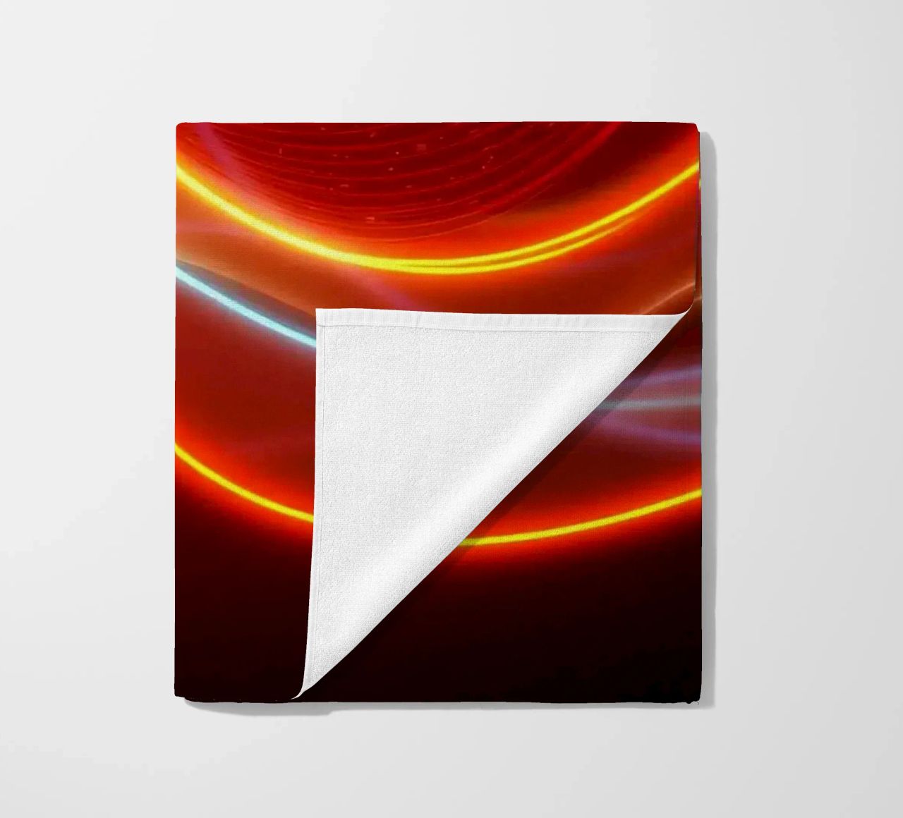 background with flowing light patterns creating a dynamic beach towel by DesignDoodle