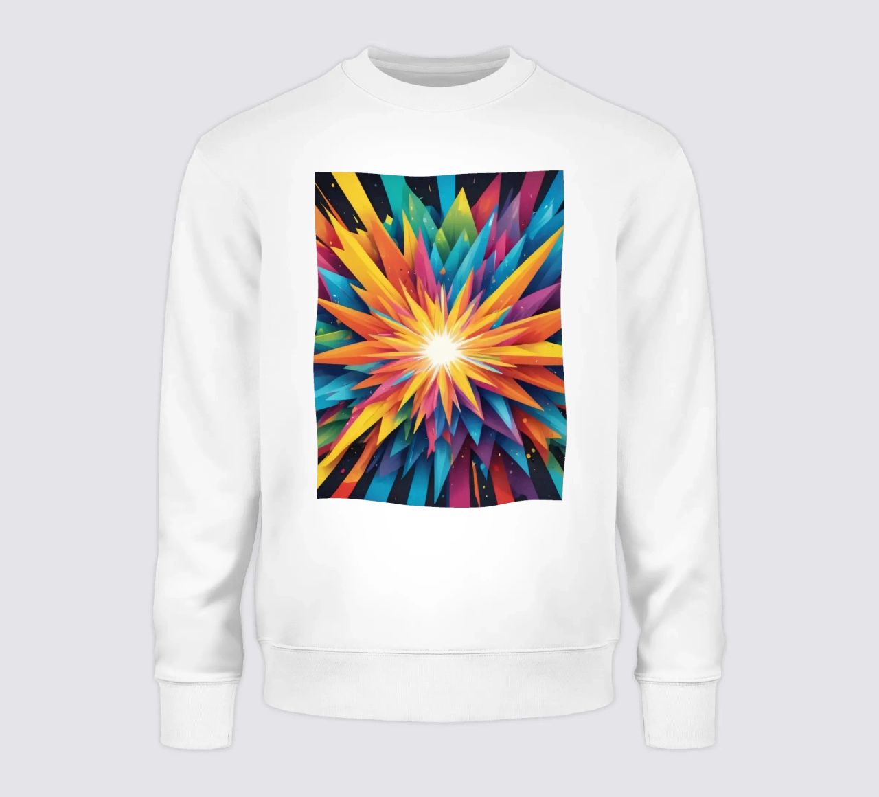 explosion of colors creating an abstract design for creative sweatshirt by DesignDoodle