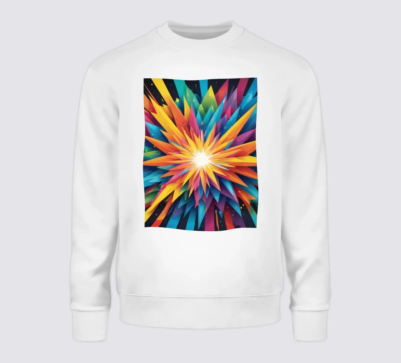 explosion of colors creating an abstract design for creative sweatshirt by DesignDoodle
