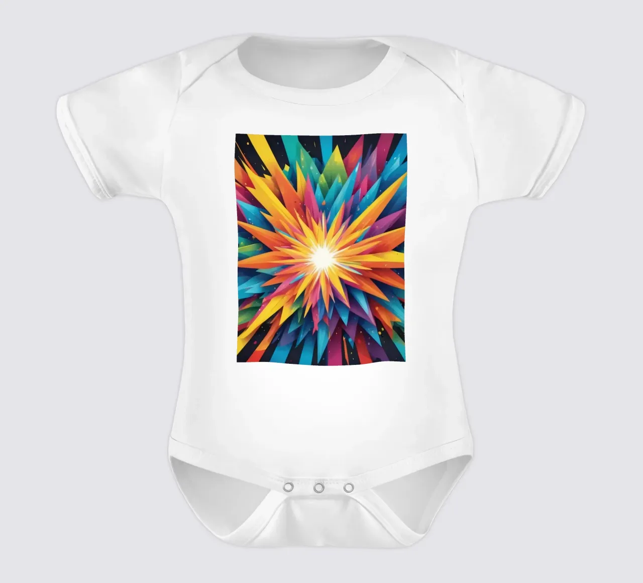 explosion de couleurs créant un design abstrait pour les créatifs body bébé de DesignDoodle