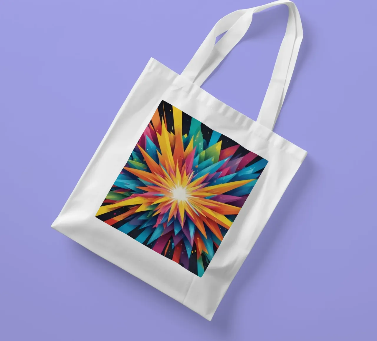 explosion of colors creating an abstract design for creative tote bag by DesignDoodle