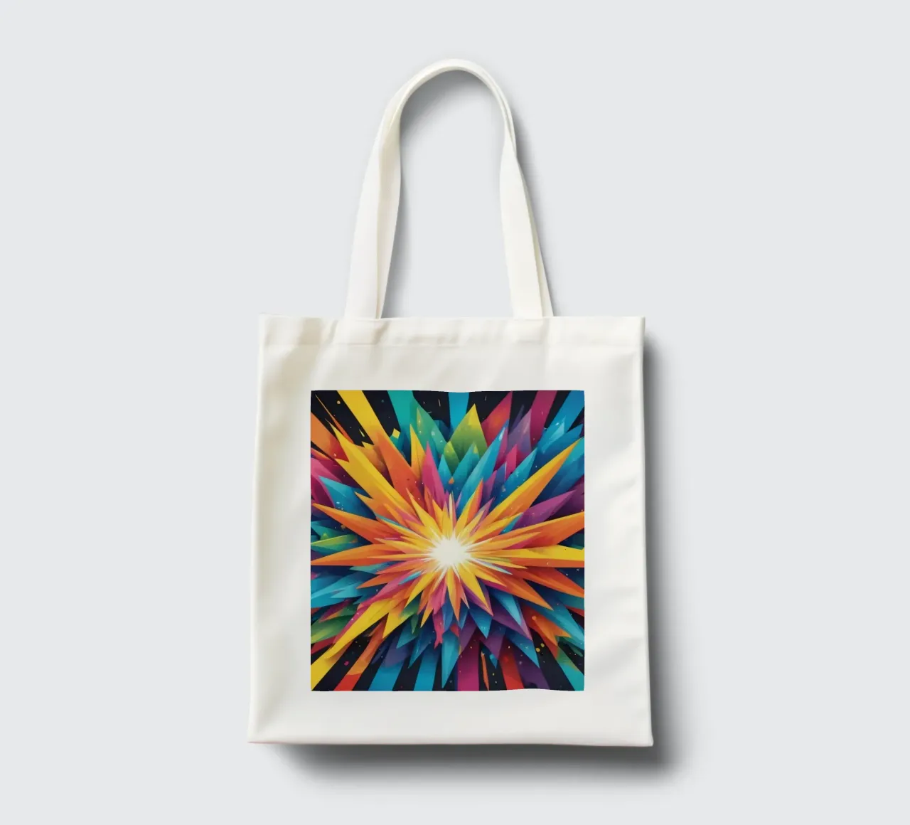 explosion of colors creating an abstract design for creative tote bag by DesignDoodle
