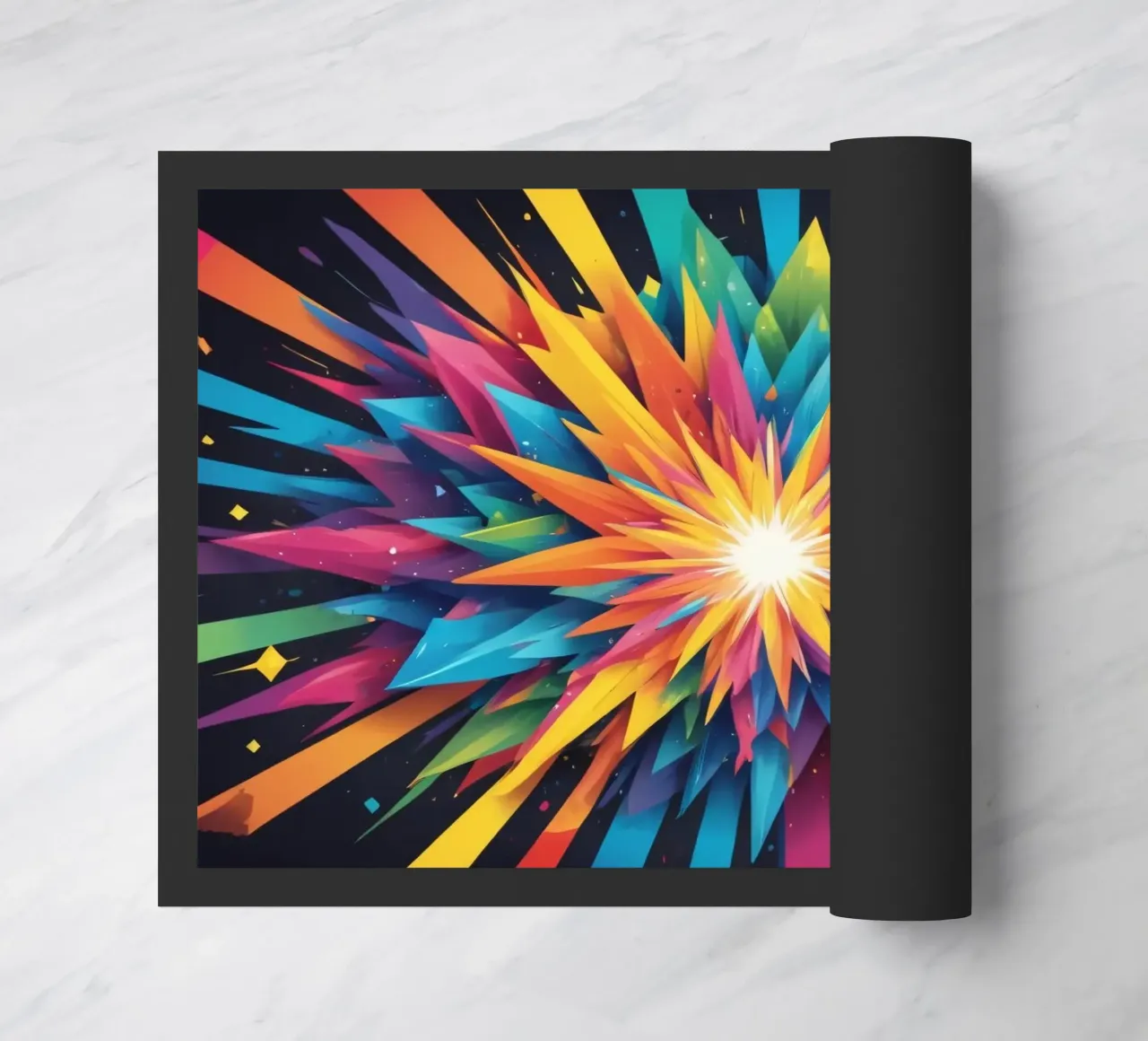 explosion of colors creating an abstract design for creative doormat by DesignDoodle