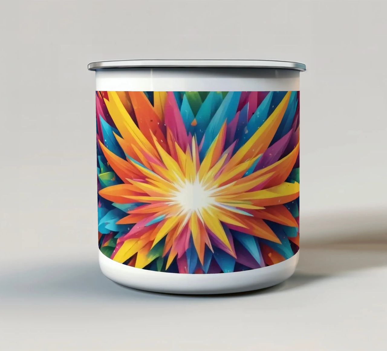 un'esplosione di colori che crea un design astratto per un'esperienza creativa. tazza in smalto da DesignDoodle