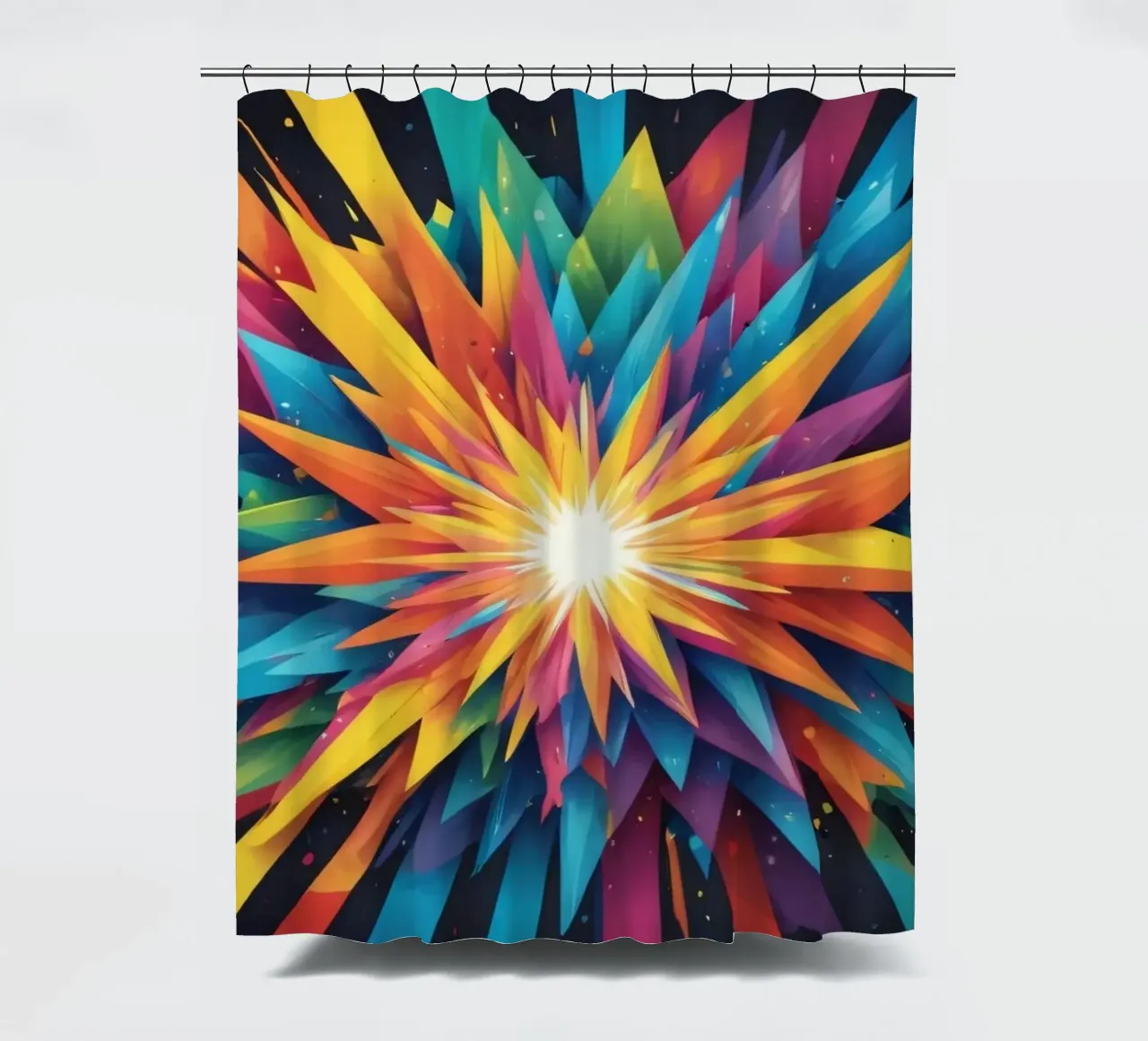 explosion of colors creating an abstract design for creative shower curtain by DesignDoodle