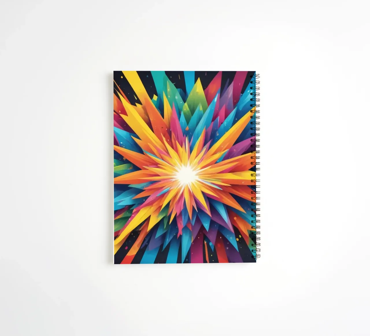 explosion of colors creating an abstract design for creative spiral notebook by DesignDoodle