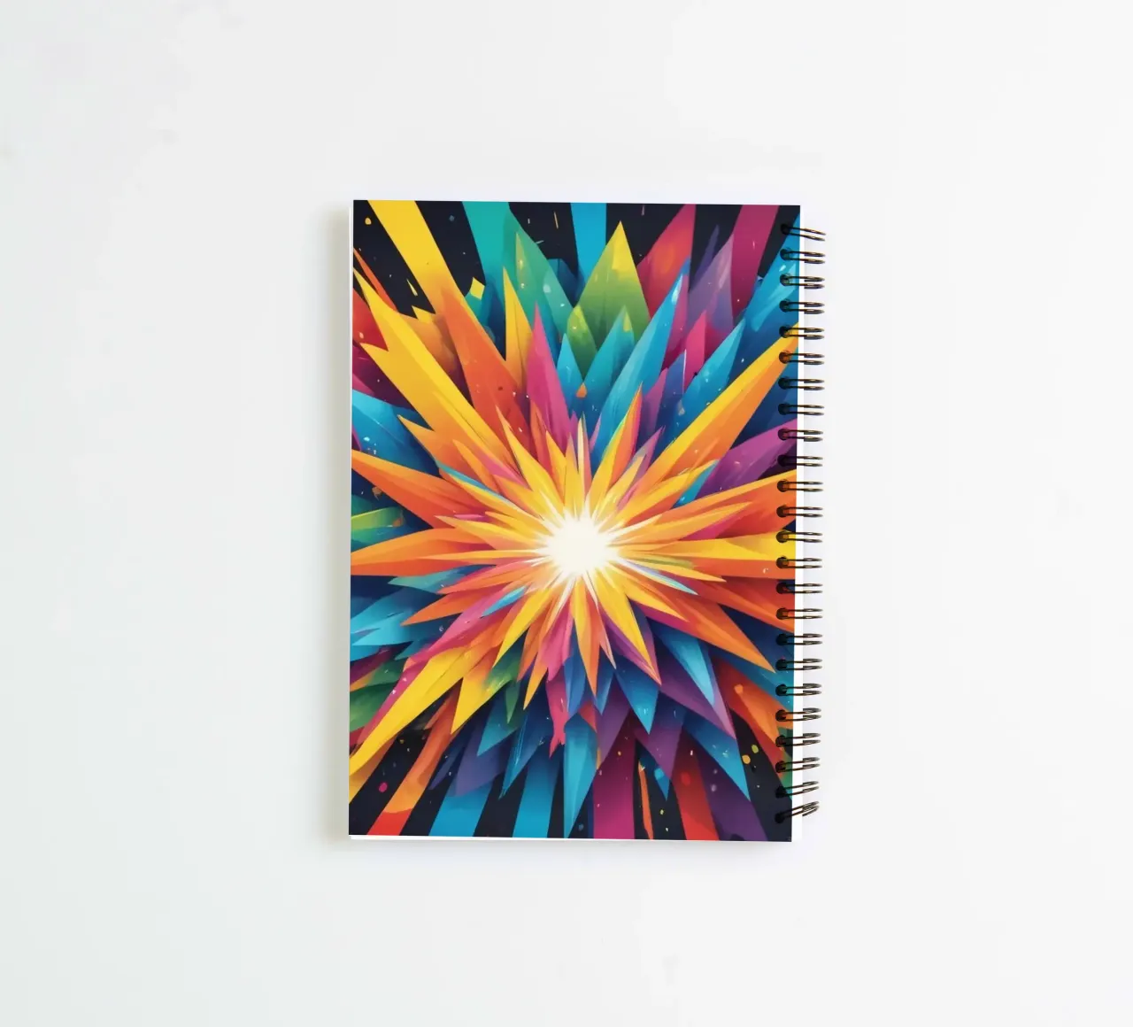explosion of colors creating an abstract design for creative spiral notebook by DesignDoodle