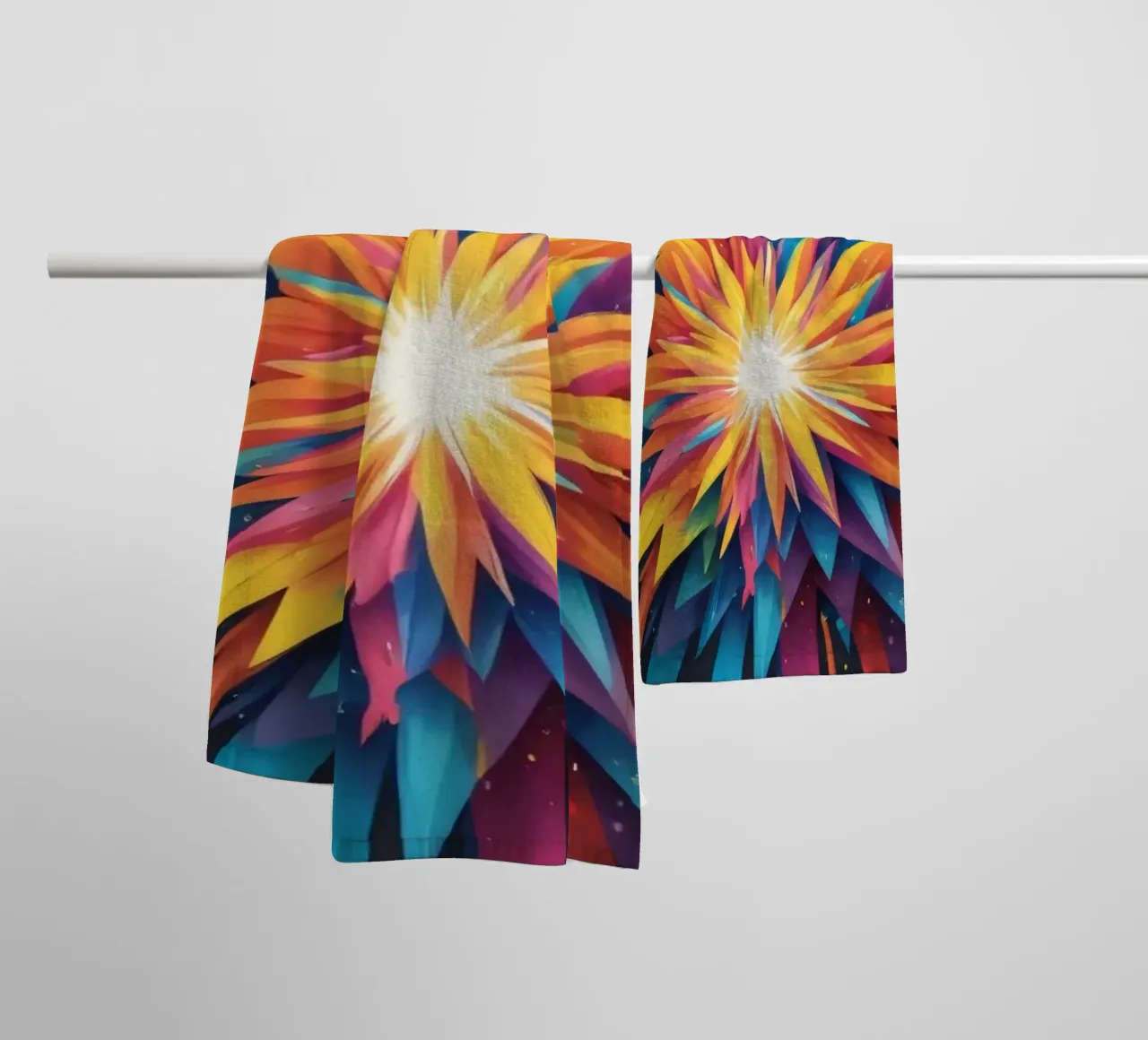 explosion de couleurs créant un design abstrait pour les créatifs serviette de bain de DesignDoodle