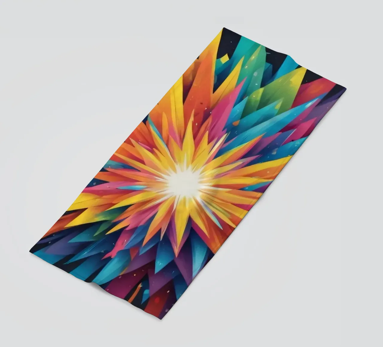 explosion of colors creating an abstract design for creative beach towel by DesignDoodle