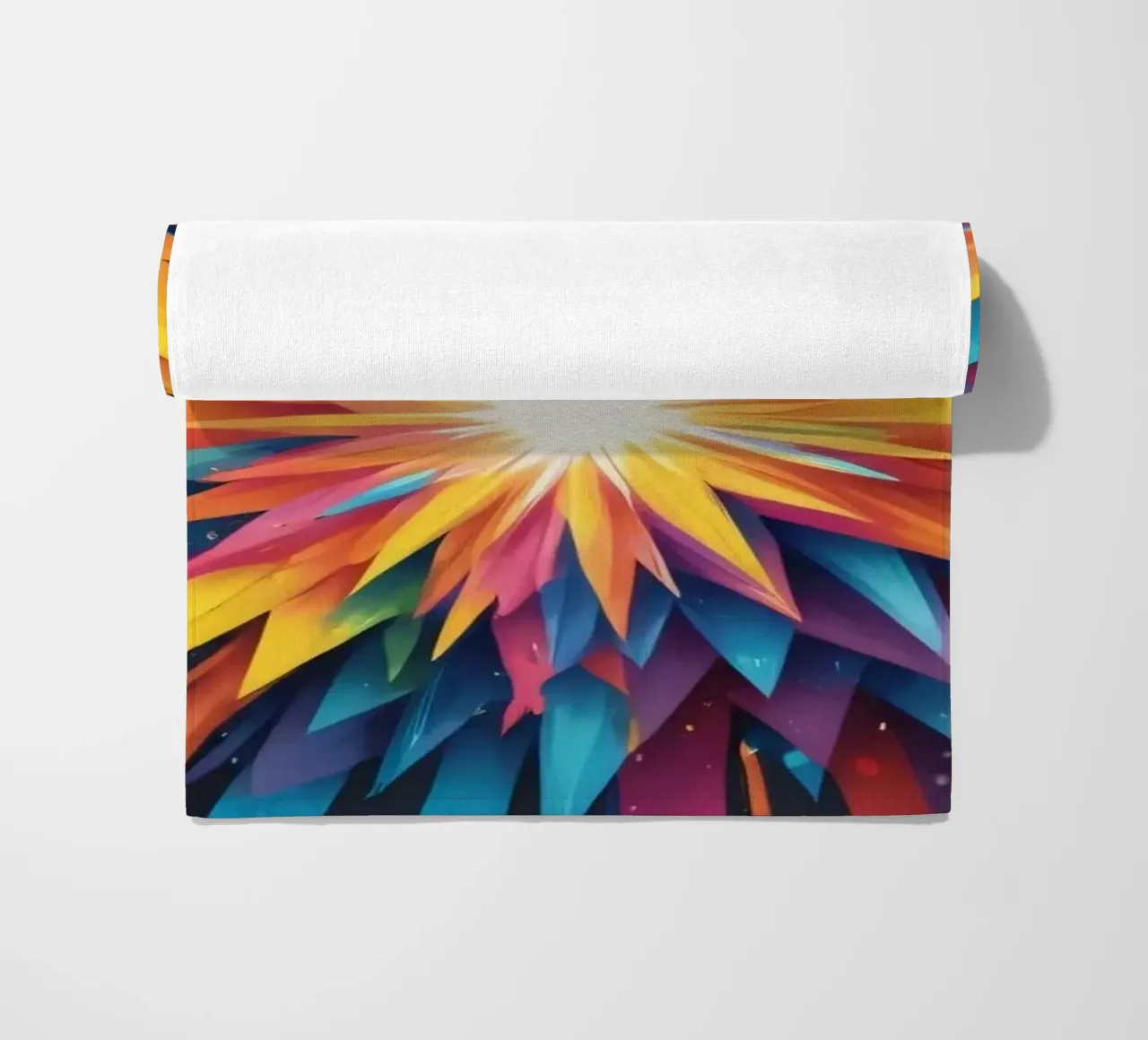 explosion of colors creating an abstract design for creative beach towel by DesignDoodle
