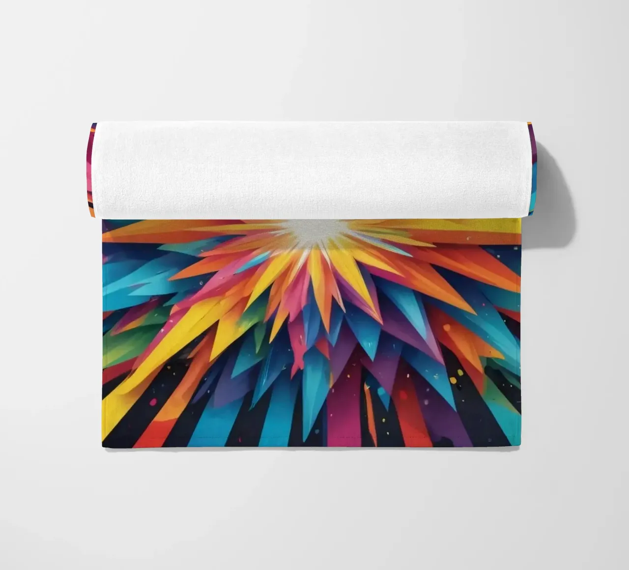 explosion of colors creating an abstract design for creative beach towel by DesignDoodle
