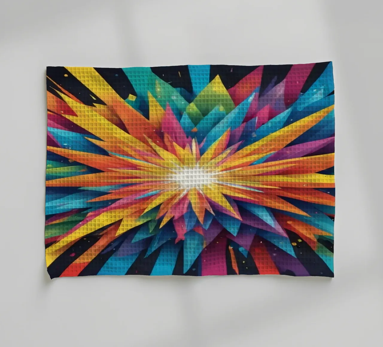 explosion of colors creating an abstract design for creative tea towel by DesignDoodle