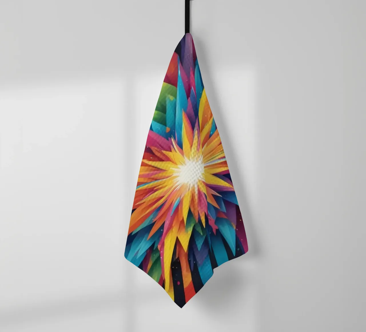 explosion of colors creating an abstract design for creative tea towel by DesignDoodle