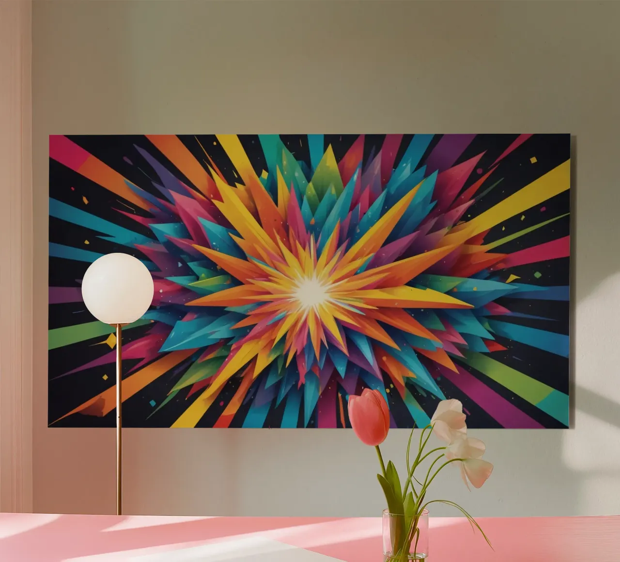 explosion of colors creating an abstract design for creative alu-dibond by DesignDoodle