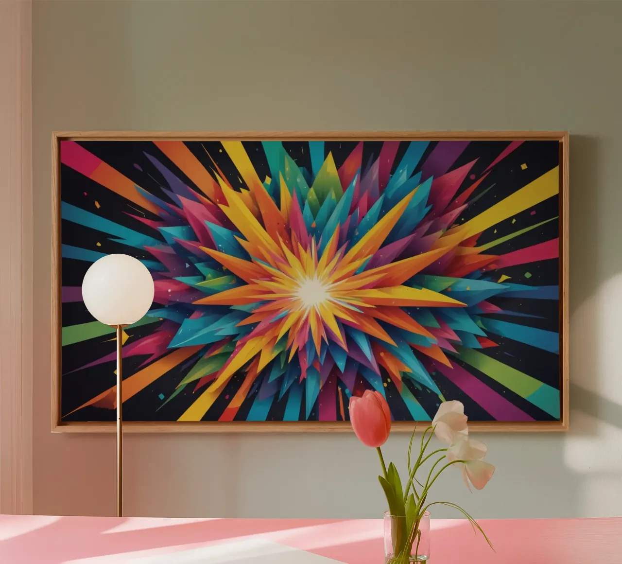 explosion of colors creating an abstract design for creative canvas with Floater frame by DesignDoodle