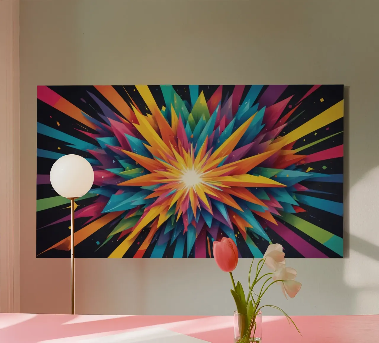 explosion of colors creating an abstract design for creative canvas by DesignDoodle