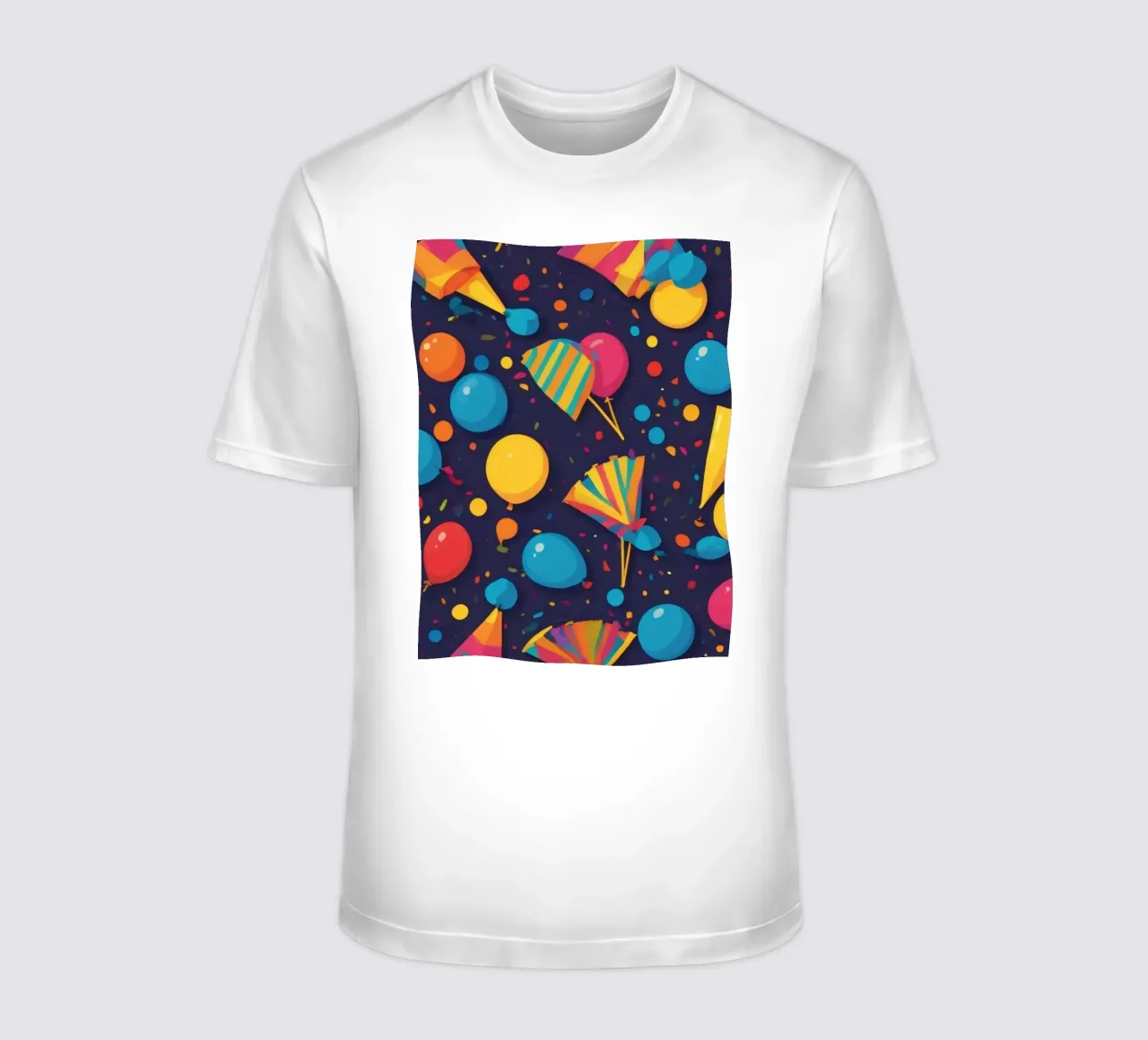 Motif abstrait coloré représentant des ballons et des confettis t-shirt de DesignDoodle