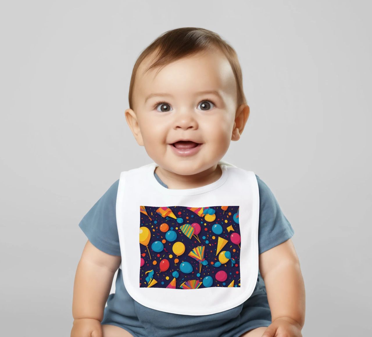 Buntes abstraktes Design mit Luftballons, Konfetti Babylätzchen von DesignDoodle