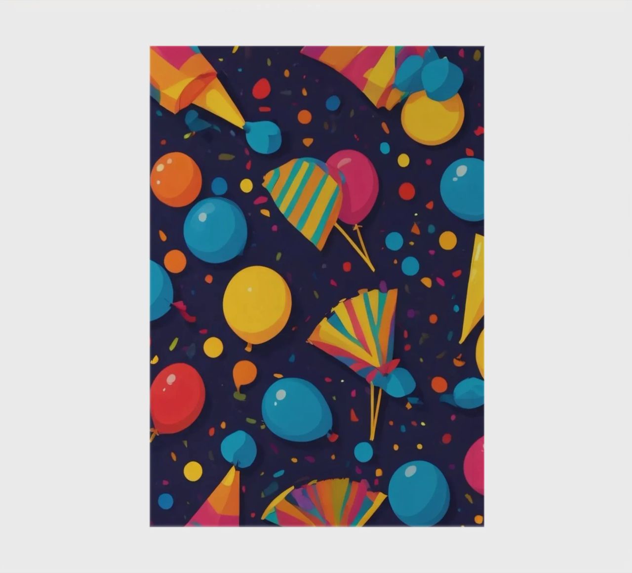 Colorful abstract design featuring balloons, confetti notebook by DesignDoodle