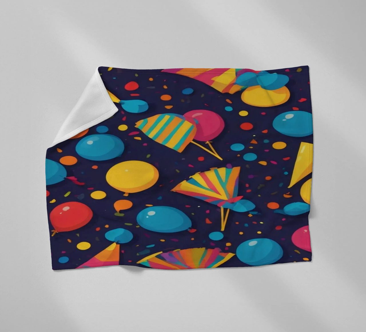 Buntes abstraktes Design mit Luftballons, Konfetti Fleecedecke von DesignDoodle