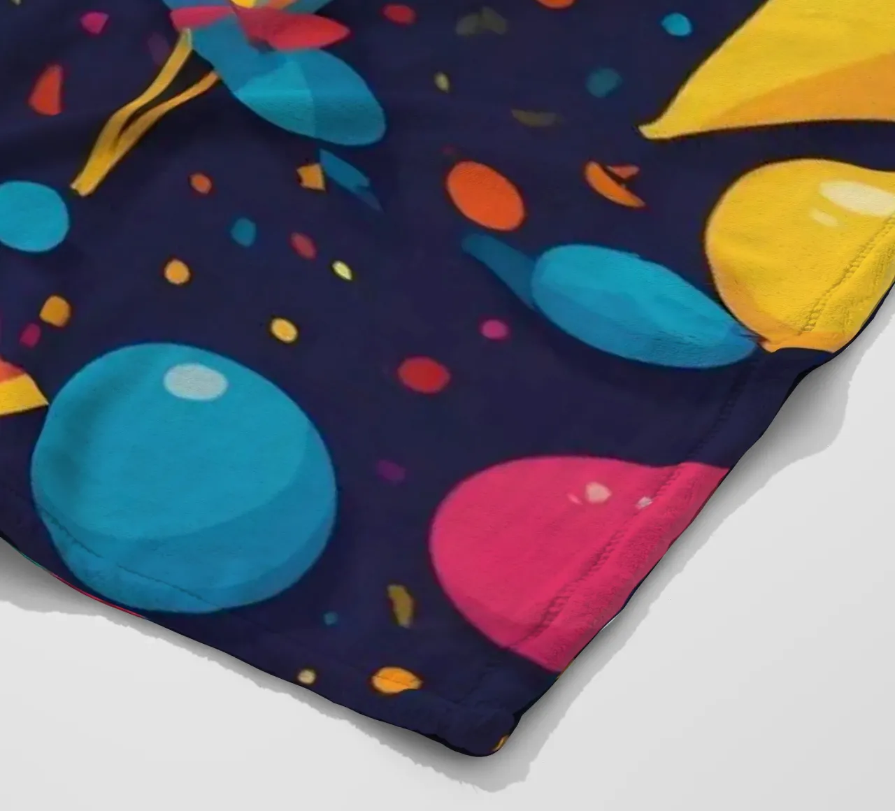 Disegno astratto e colorato con palloncini e coriandoli coperta in pile da DesignDoodle