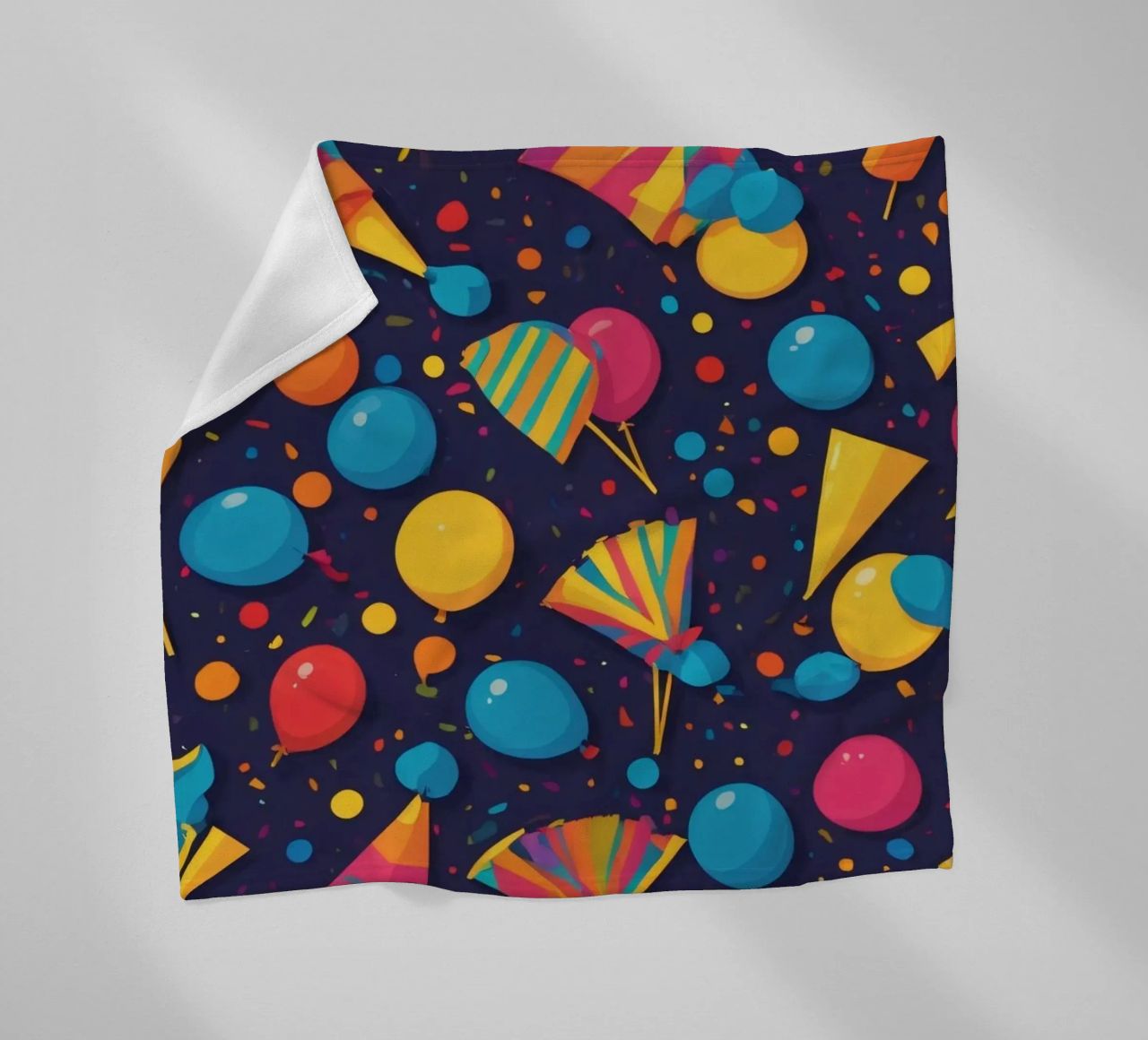 Buntes abstraktes Design mit Luftballons, Konfetti Fleecedecke von DesignDoodle
