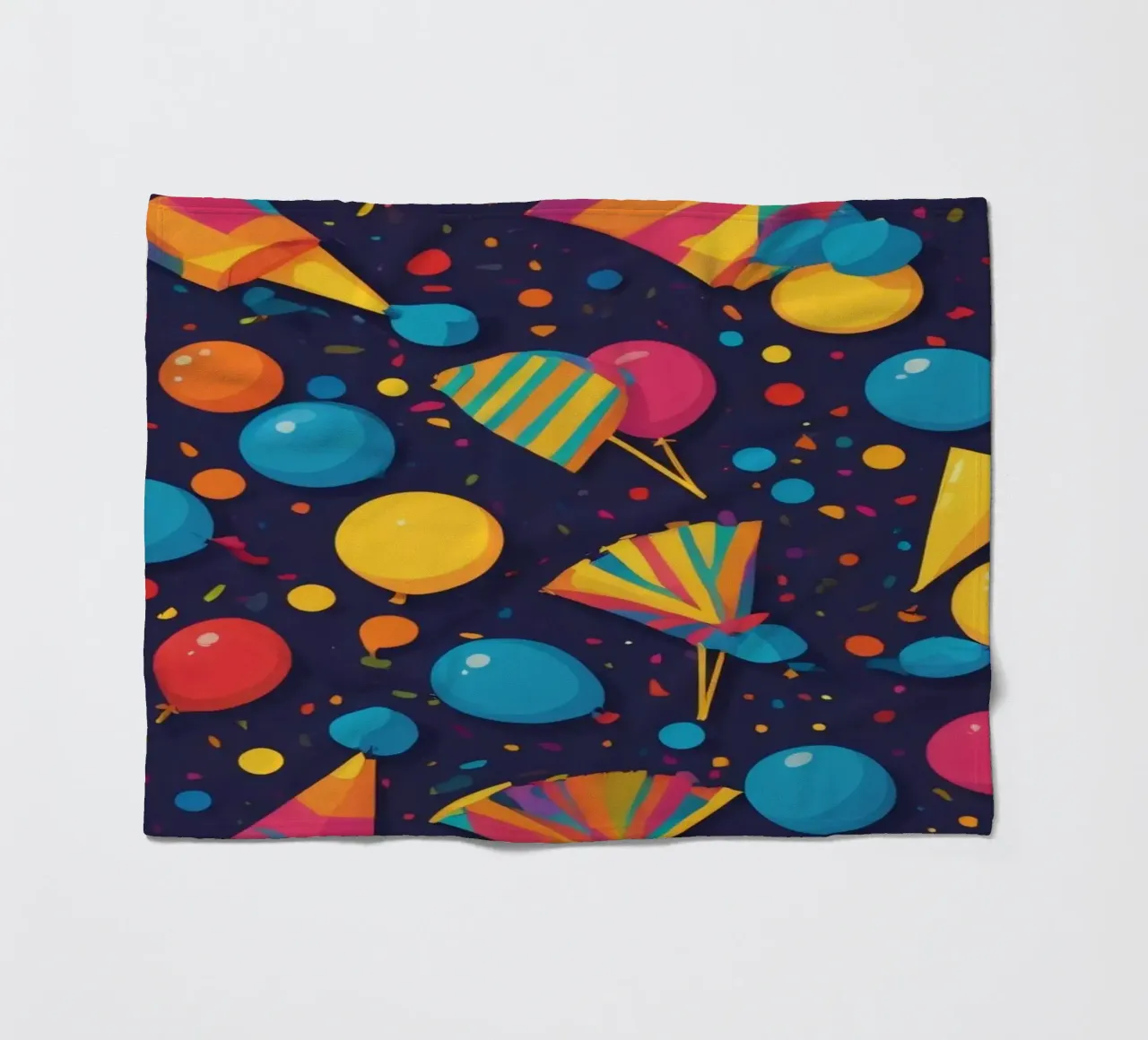 Disegno astratto e colorato con palloncini e coriandoli coperta in pile da DesignDoodle