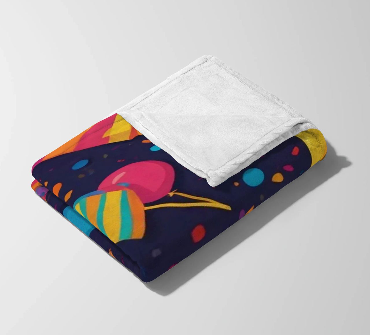 Buntes abstraktes Design mit Luftballons, Konfetti Fleecedecke von DesignDoodle