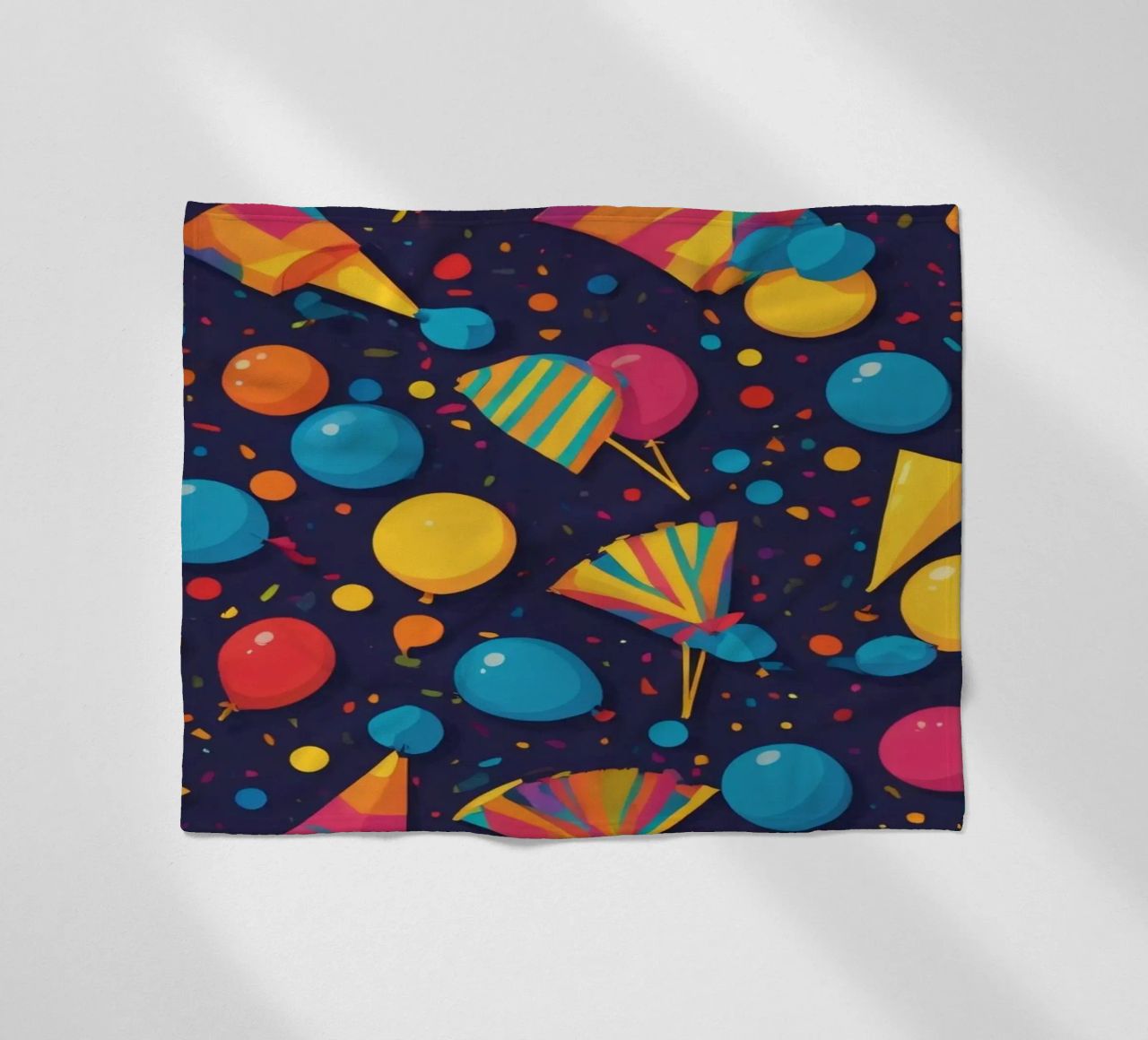 Buntes abstraktes Design mit Luftballons, Konfetti Fleecedecke von DesignDoodle