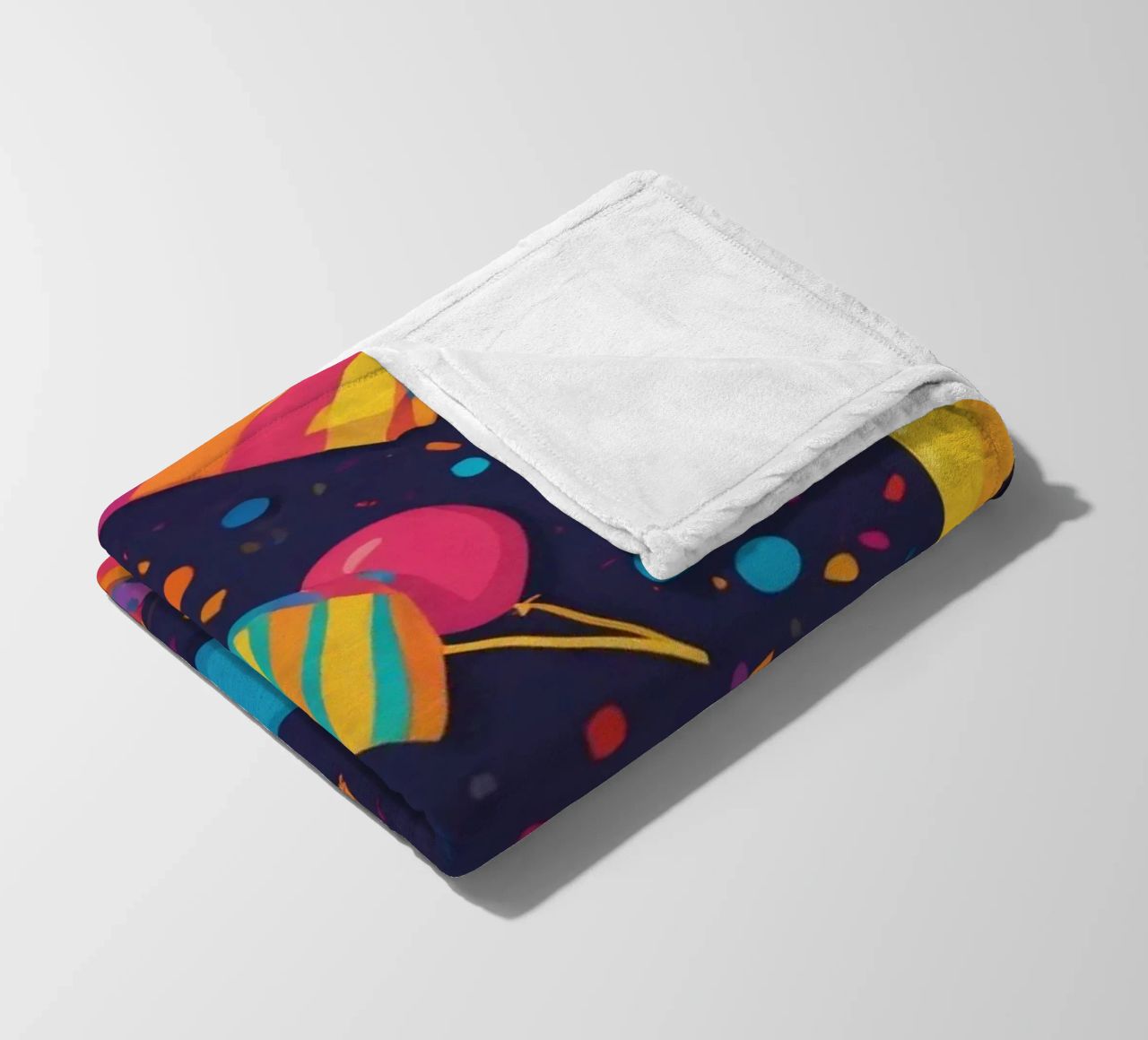 Buntes abstraktes Design mit Luftballons, Konfetti Fleecedecke von DesignDoodle