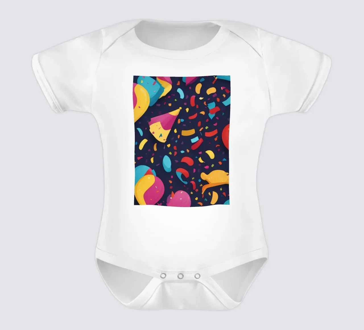 Colorato disegno astratto con palloncini e coriandoli body neonato maniche corte da DesignDoodle