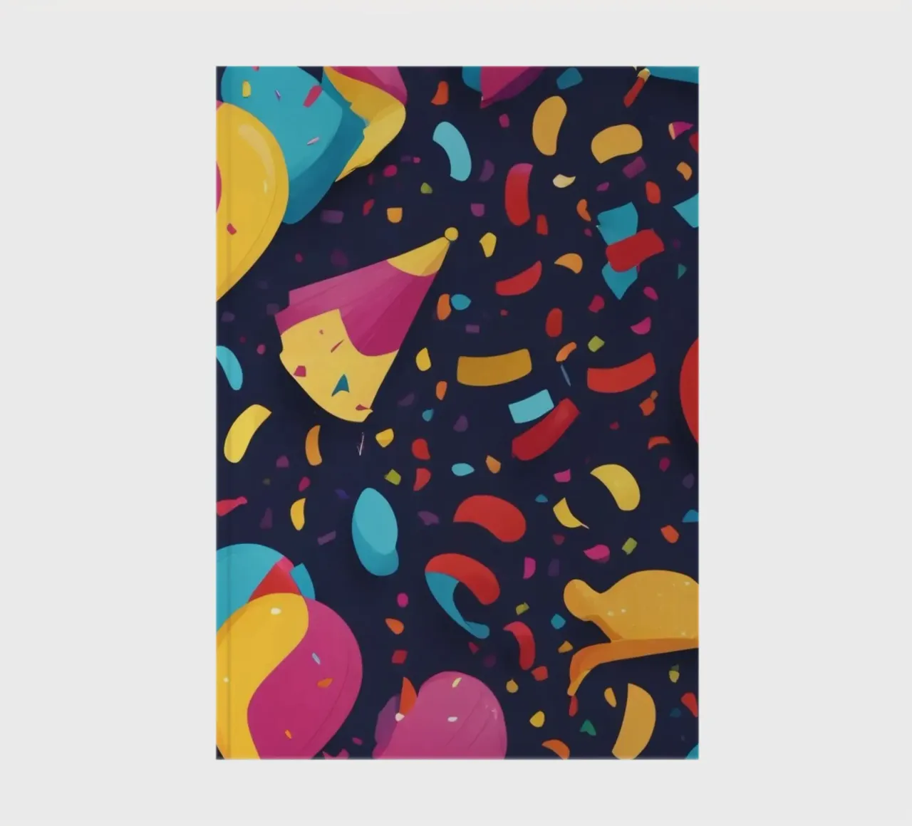 Colorido diseño abstracto con globos y confeti cuaderno de DesignDoodle