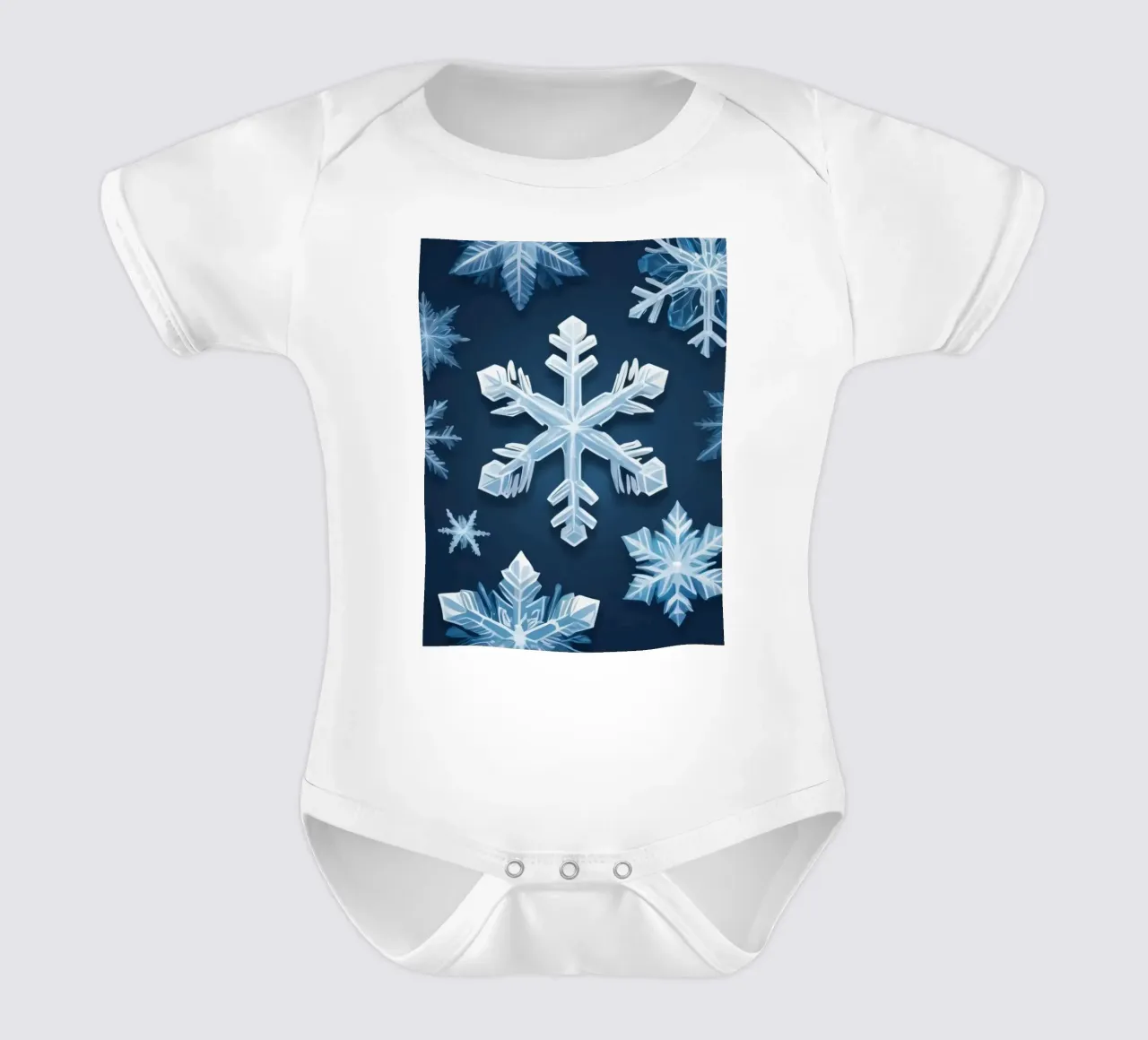 Design ispirato al paese delle meraviglie invernale con fiocchi di neve body neonato maniche corte da DesignDoodle