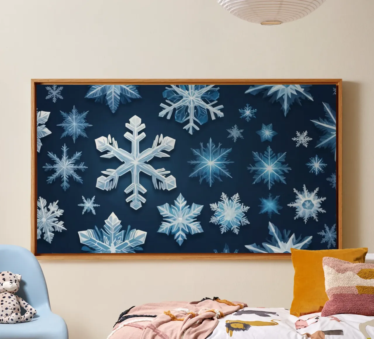 Design ispirato al paese delle meraviglie invernale con fiocchi di neve tela con Cornice a cassetta da DesignDoodle