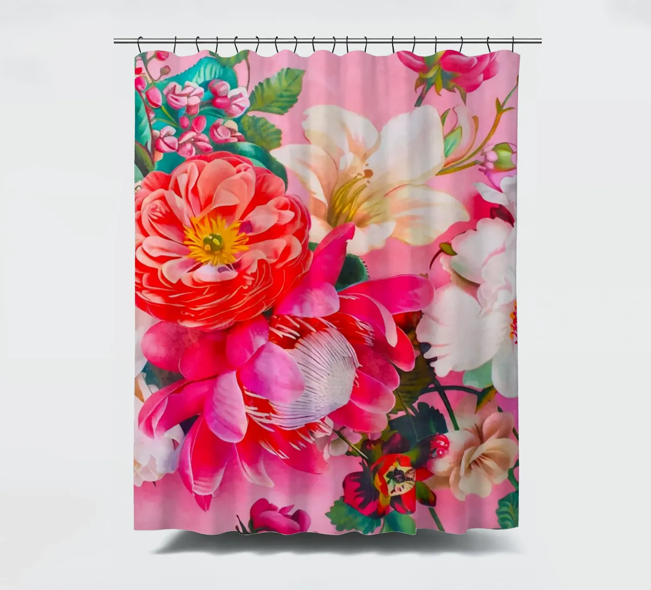Bouquet retrò Groovy Flowers tenda da doccia da Andrea Haase Floral Passion