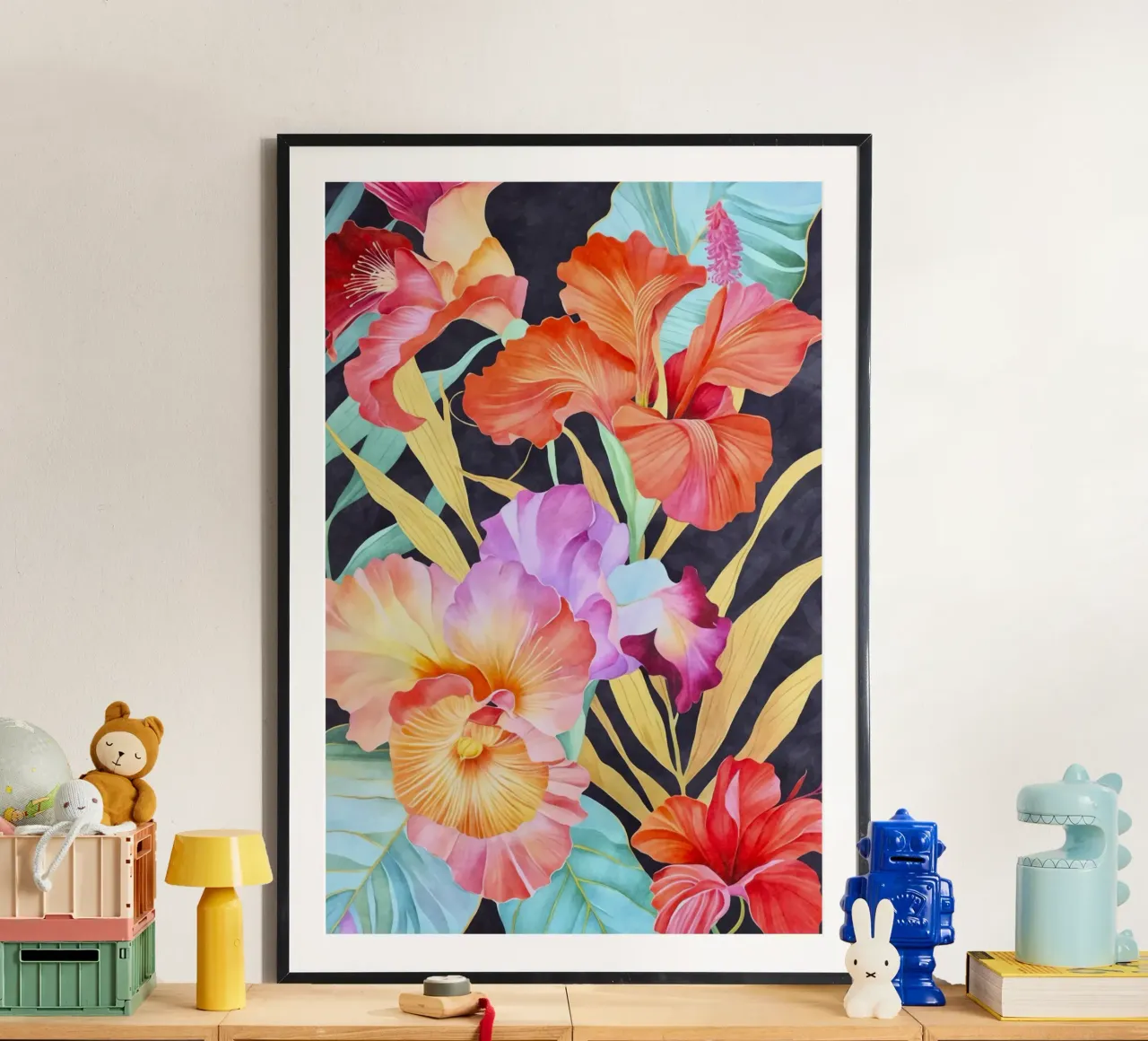 Arazzo tropicale Fiori vibranti poster con telaio in plastica da Andrea Haase Floral Passion