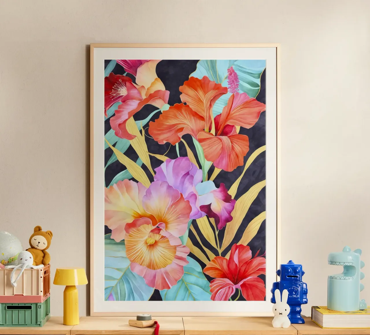 Arazzo tropicale Fiori vibranti poster con telaio in plastica da Andrea Haase Floral Passion